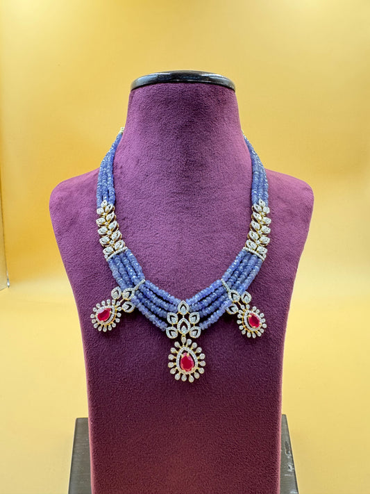 Tanzantie 18 KT necklace with CZ and Ruby