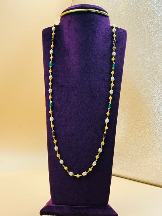 RUBY EMARALD PEARL MALA