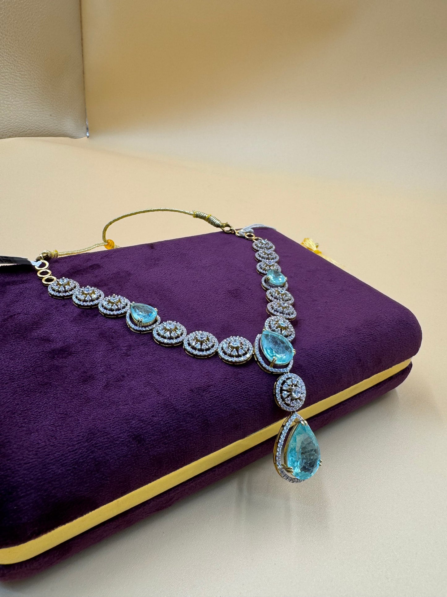 Lab grown green stone necklace with CZ'z